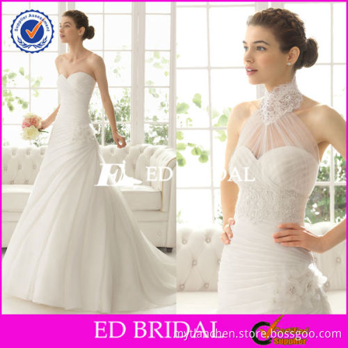 2723 Hot Sale A Line Sleeveless Pleated Organza Floor Length Skirt And Blouse Wedding Dress